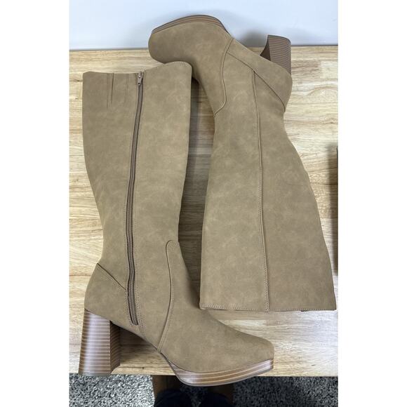 a.n.a Memory Foam Gould Stacked Heel Knee High Boots Tan Light Brown Size 11 Med - Picture 5 of 14